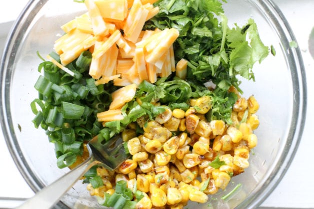 quesadilla filling ingredients in a bowl.