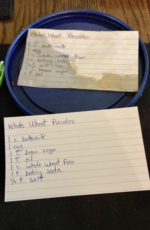 recipe card.