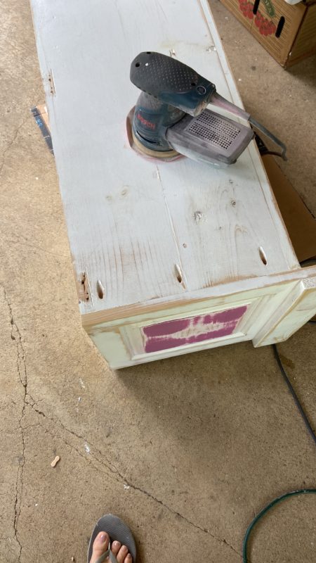 sanded storage chest.