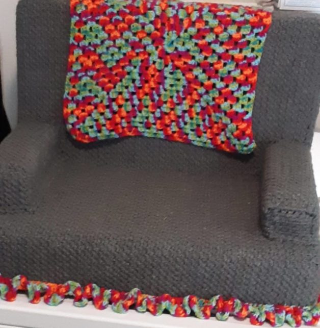 crocheted couch.