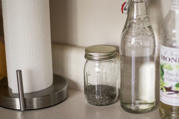 chia seeds in a mason jar.