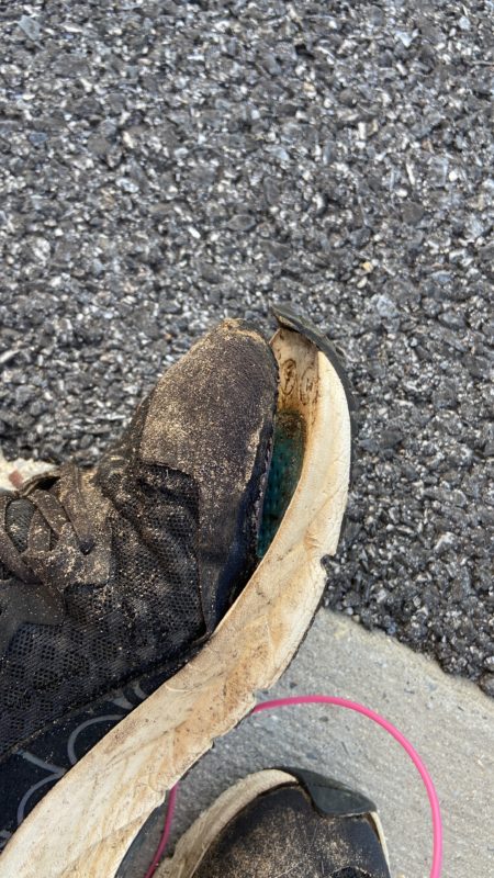 broken shoe sole.