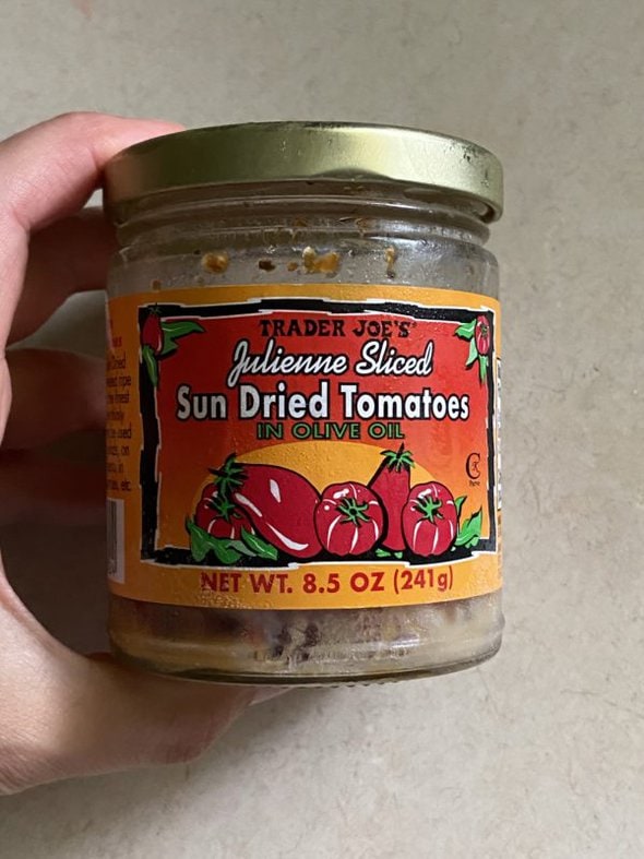 frozen jar of sun dried tomatoes.