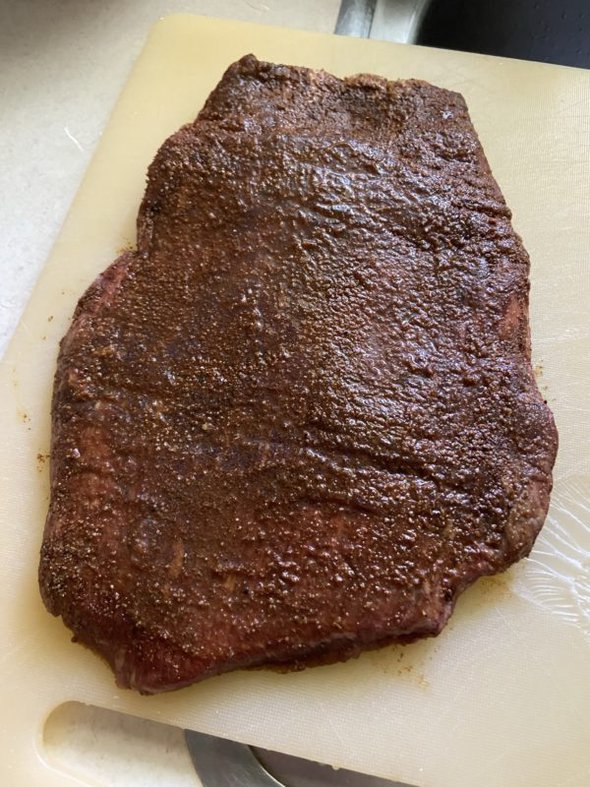spice rubbed flank steak.