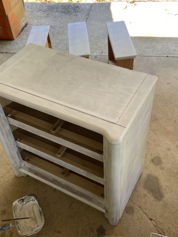 primed nightstand.