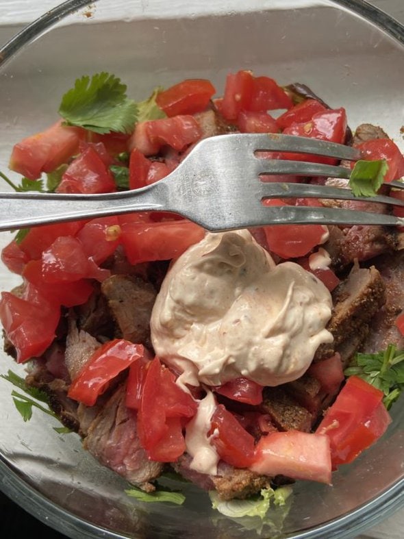 steak taco salad.