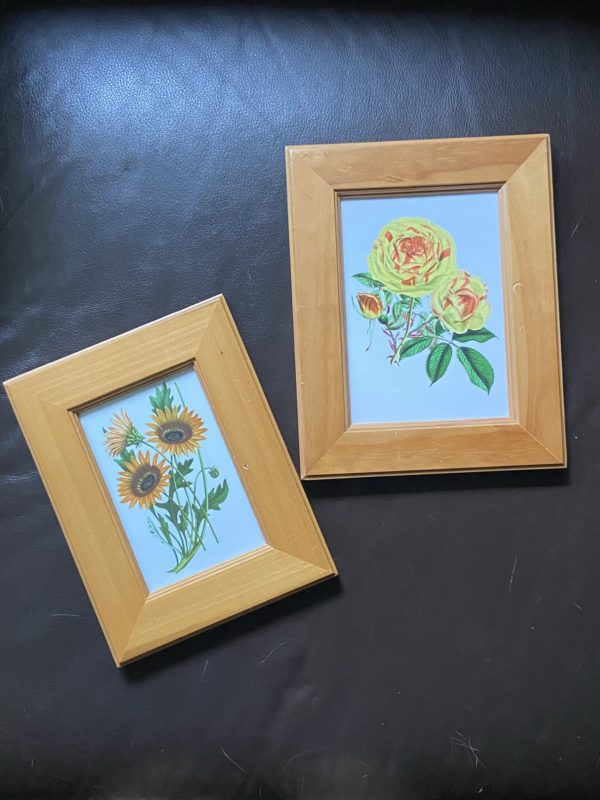 flower prints in frames.