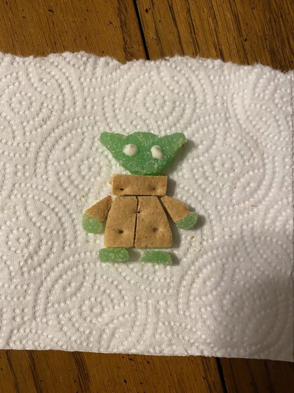 christmas cookie in shape of Yoda.