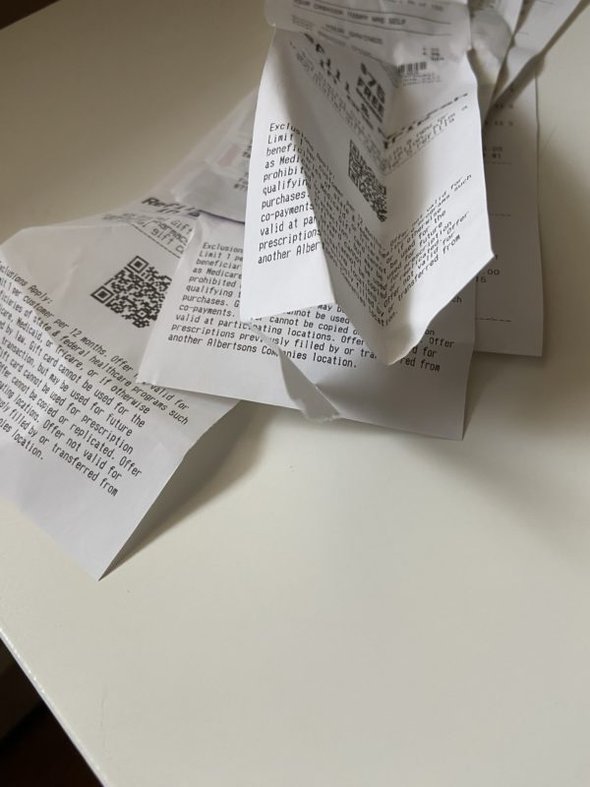 pile of safeway receipts.