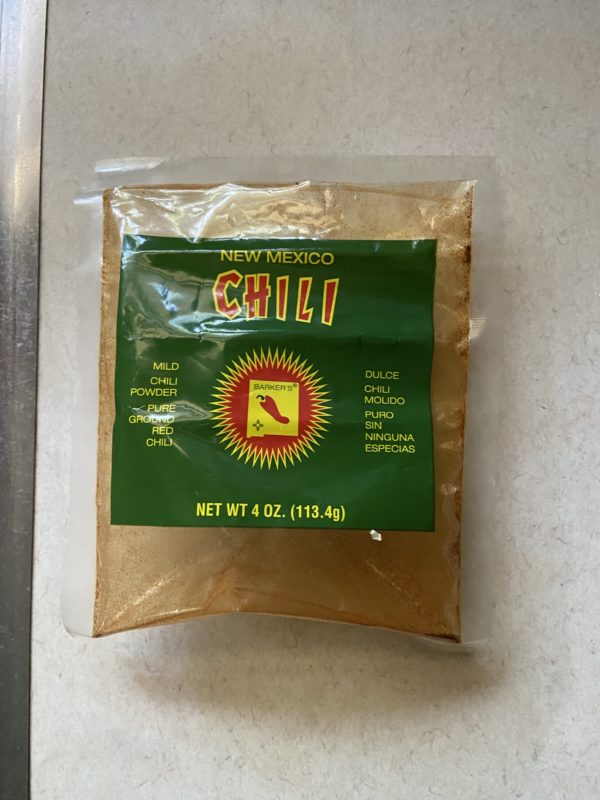 empty bag of chili powder.