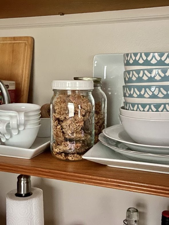 ball mason jar of granola.