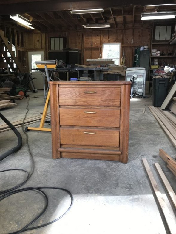 nightstand in garage.