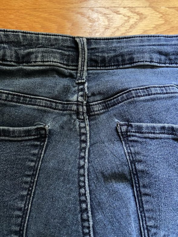 repaired jeans.