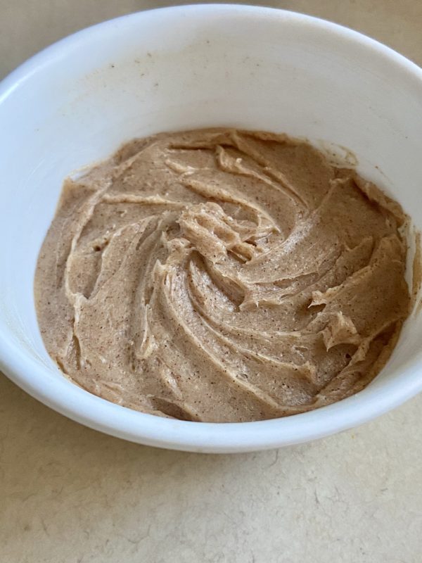 cinnamon butter in white bowl.