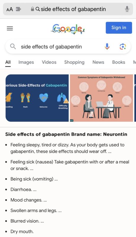 screenshot of google search.