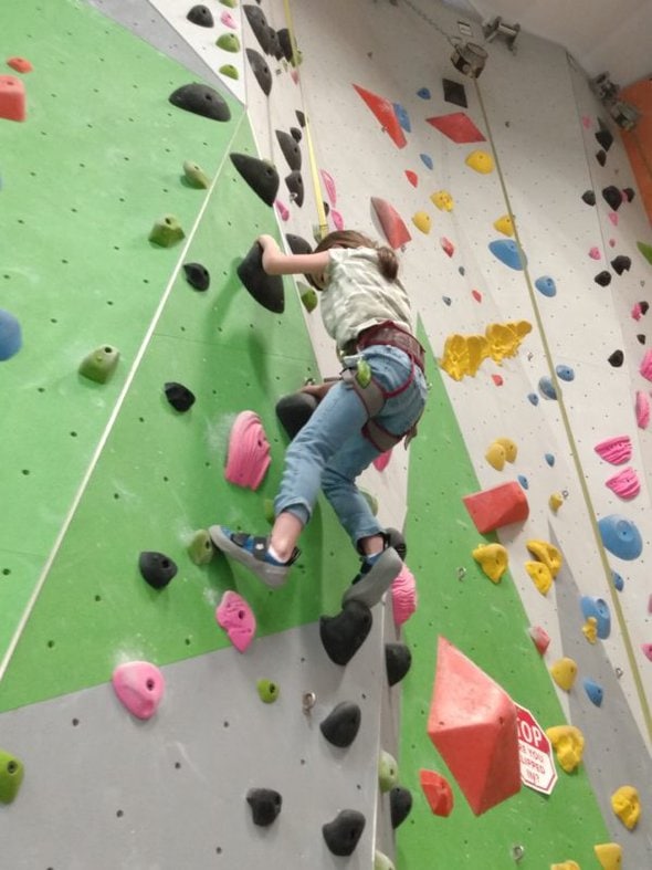 climbing wall at a gym.