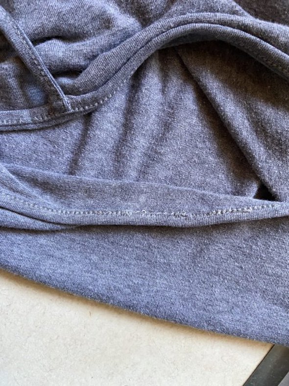 hand sewn gray shirt fix.