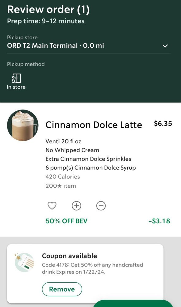 starbucks app screenshot.