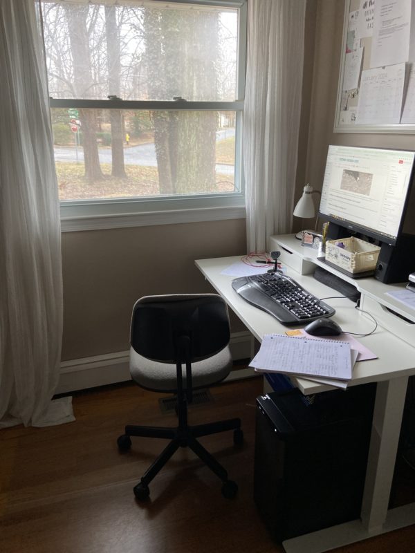desk by window.