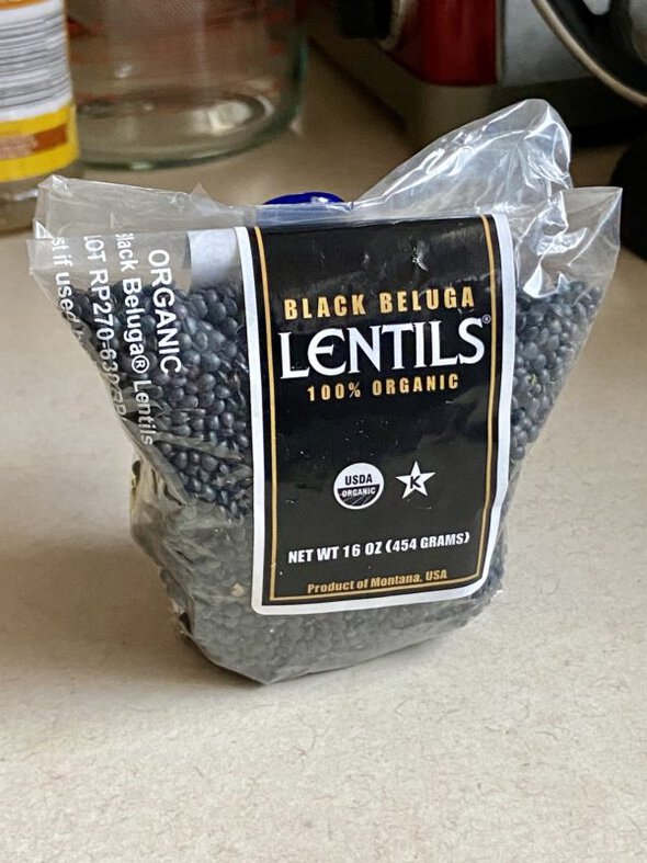 bag of black lentils.