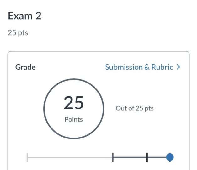 screenshot of test grade.
