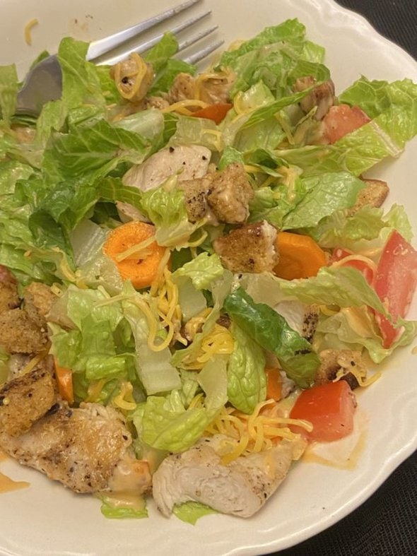 green salad with chicken.