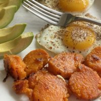 eggs and sweet potatoes.