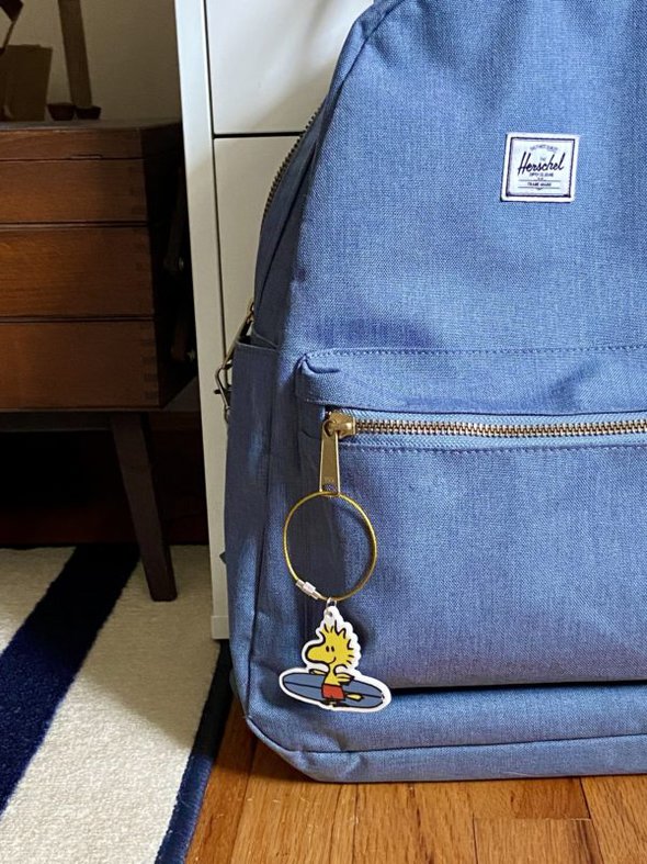 blue backpack.