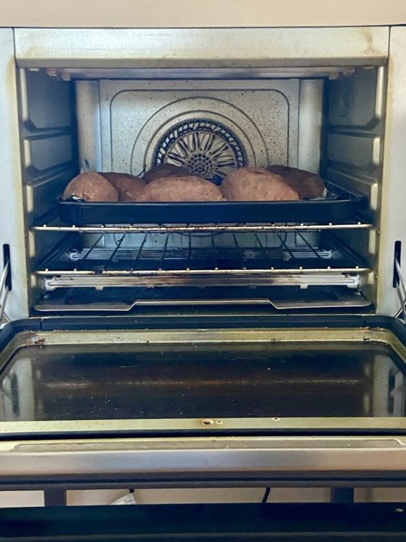 sweet potatoes in a toaster oven.
