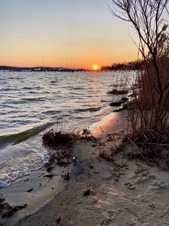 sunrise over a river.