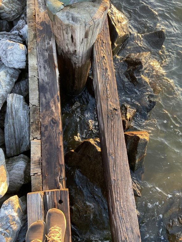 waves by a rocky shore.