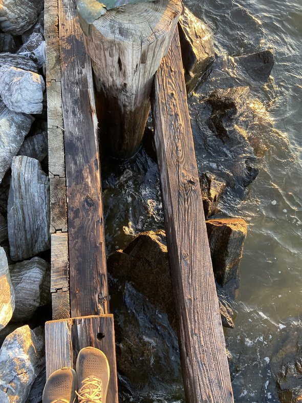 waves by a rocky shore.