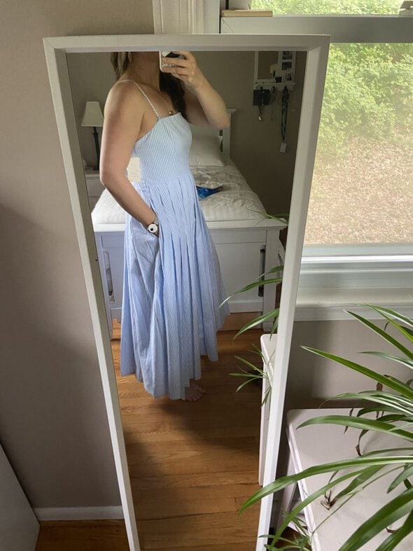 blue sundress.