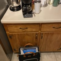 coffeemaker on counter.