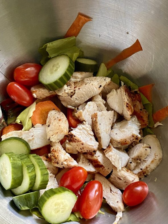 chicken and veggie salad.