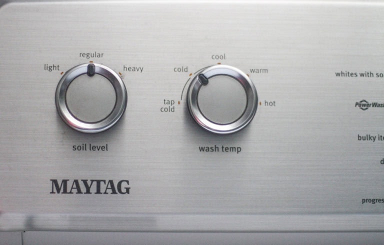 control knobs on a washing machine.