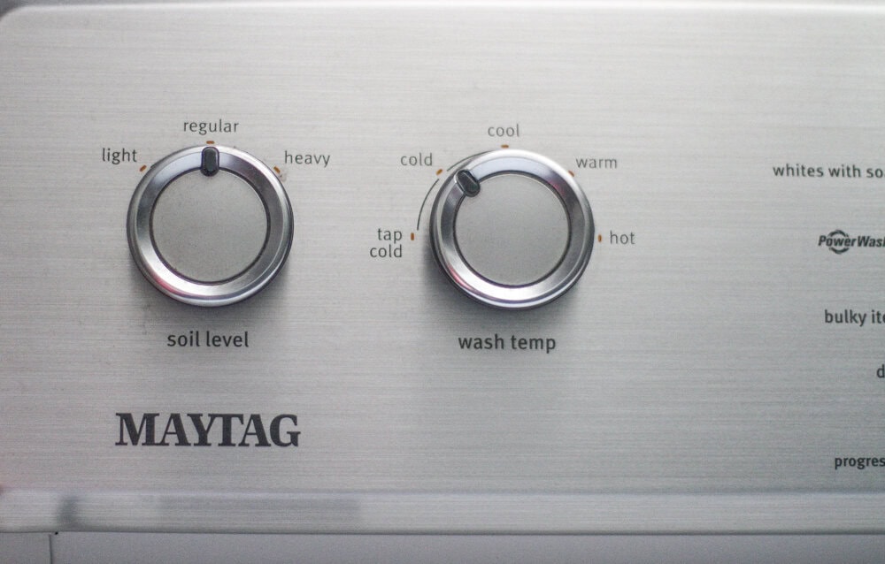 control knobs on a washing machine.