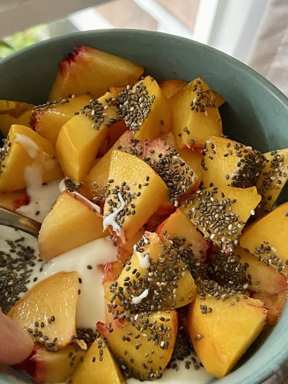 sliced peaches.