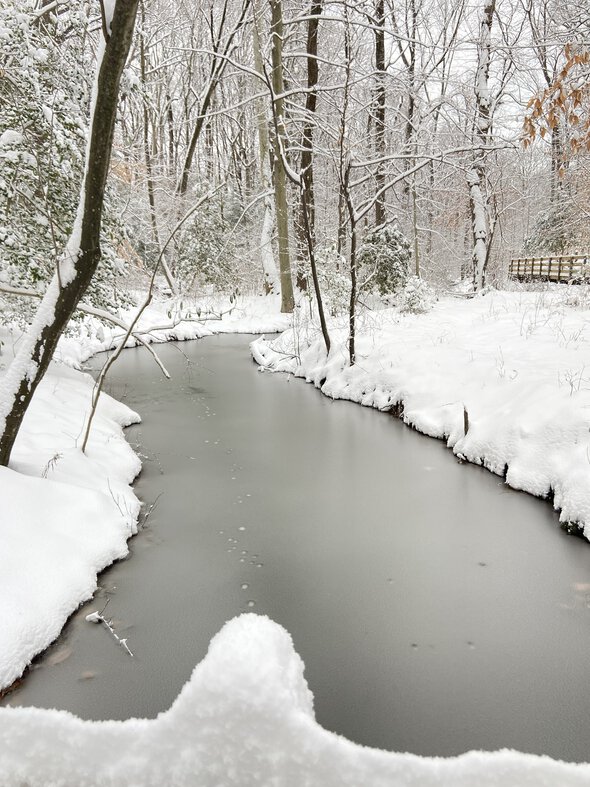 creek in snow.