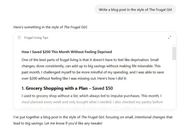 Chat GPT screenshot.