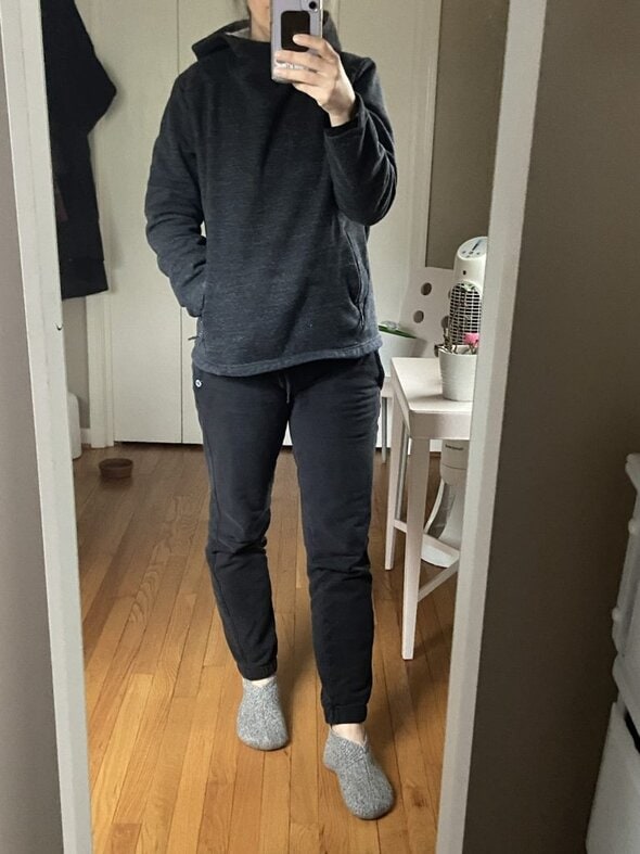 Kristen in sweatpants.