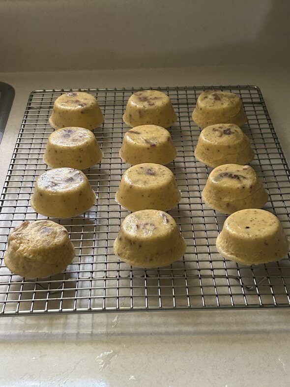 egg bites on a cooling rack.