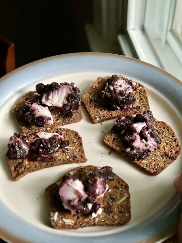 goat cheese on toast.