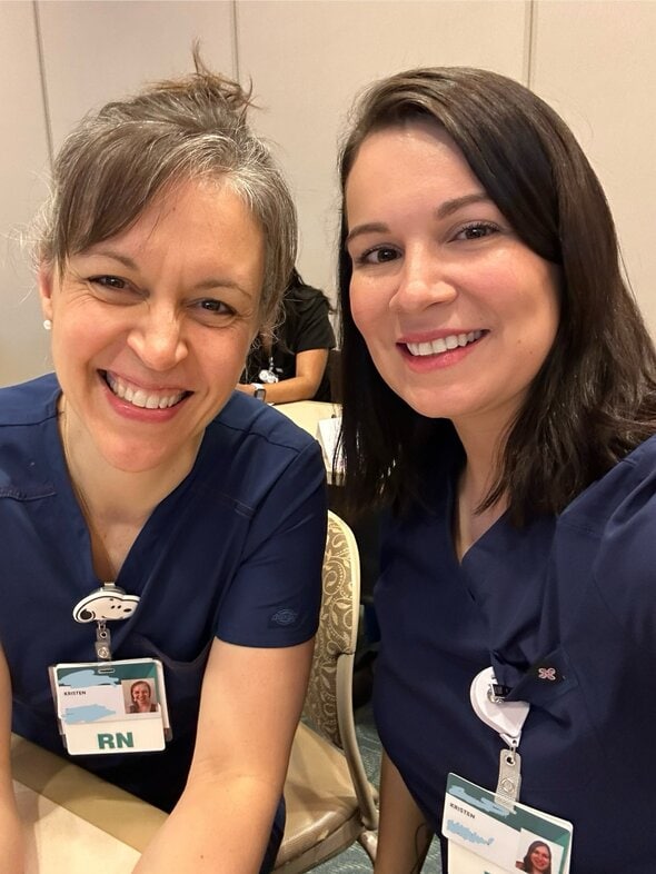 Kristen with classmate.