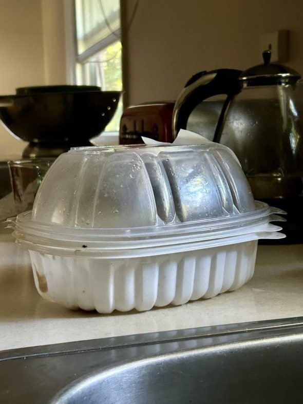 rotisserie chicken boxes.