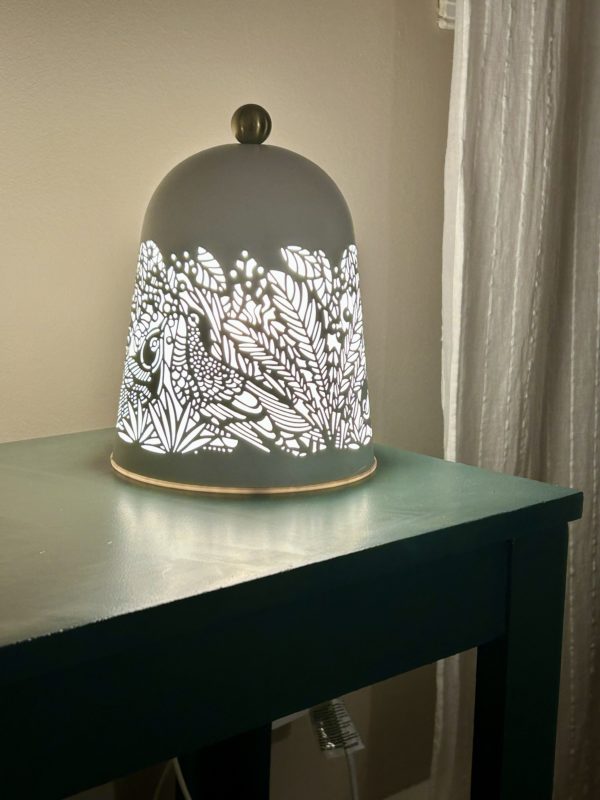 Ikea solskur lamp at night.