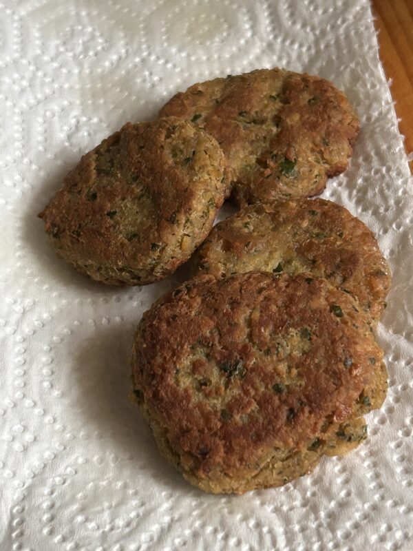 falafel draining.