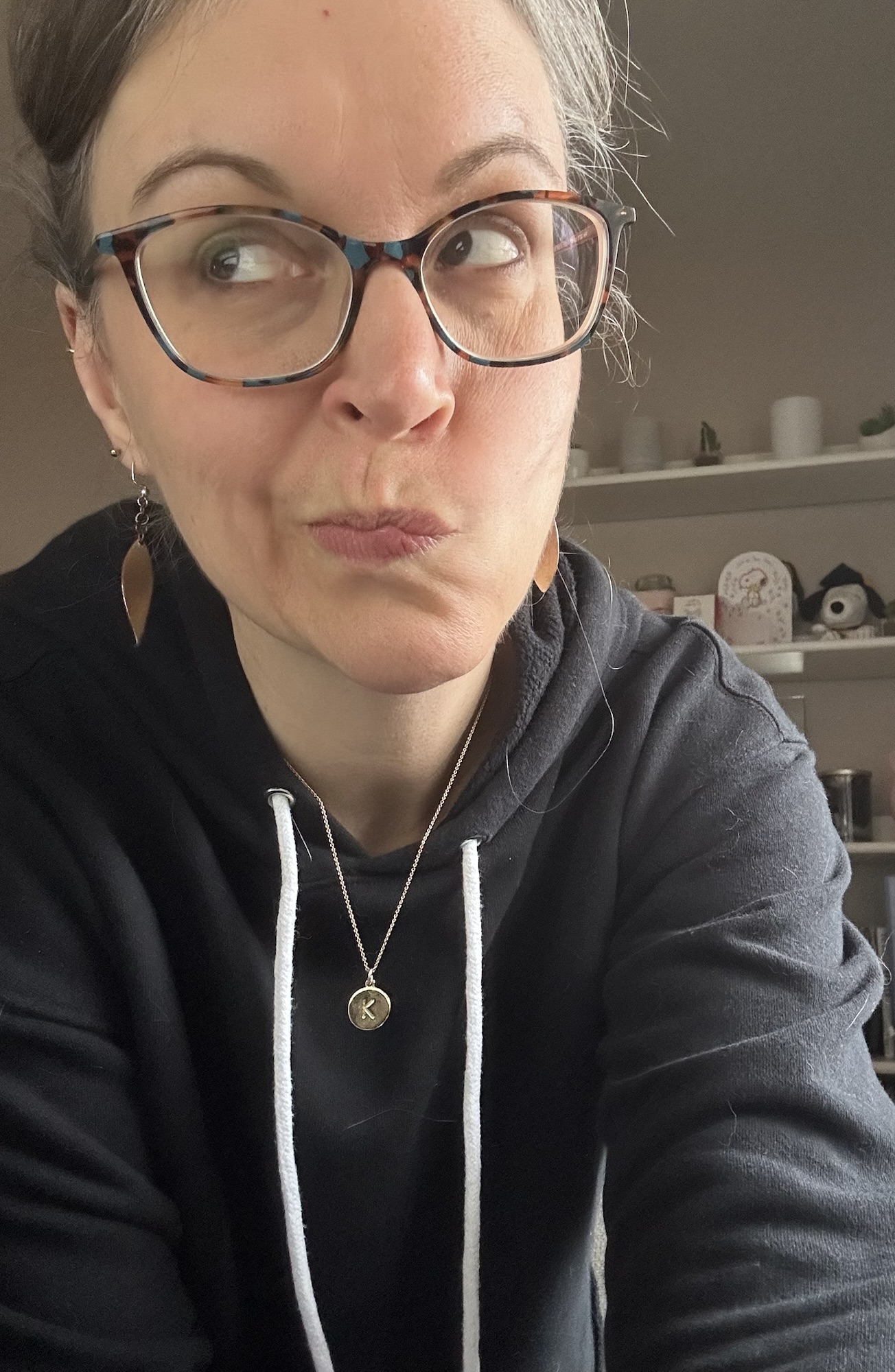 Kristen making a face.