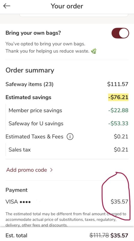 safeway driveup receipt.
