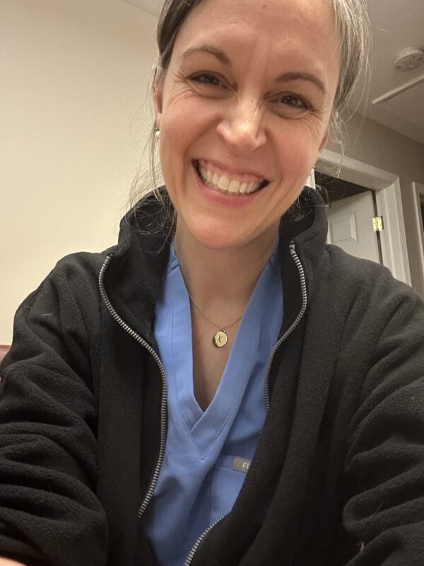 Kristen after a day shift.